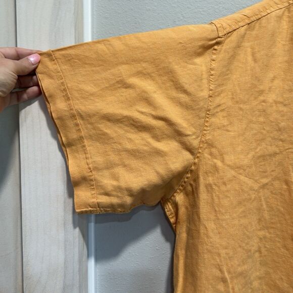 Pronto Uomo Mens Button Down Shirt XXL 100% Linen Orange Breathable Beach Cruise - Picture 3 of 7